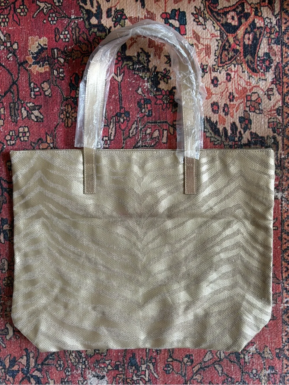 Michael Kors Metallic Gold Zebra-Print Tote